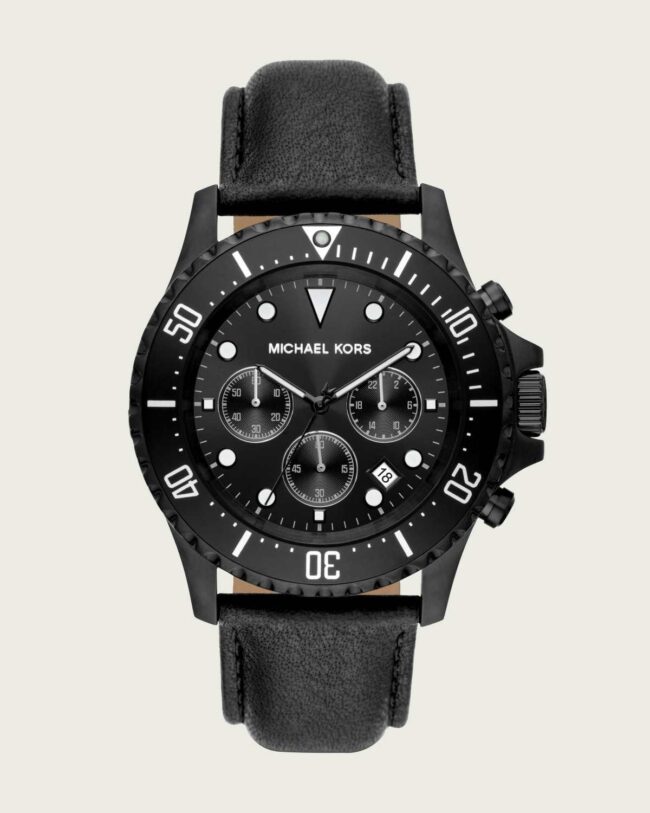 Đồng hồ Michael Kors MK9053 Oversized Everest Black-Tone and Leather Watch 45mm 10ATM