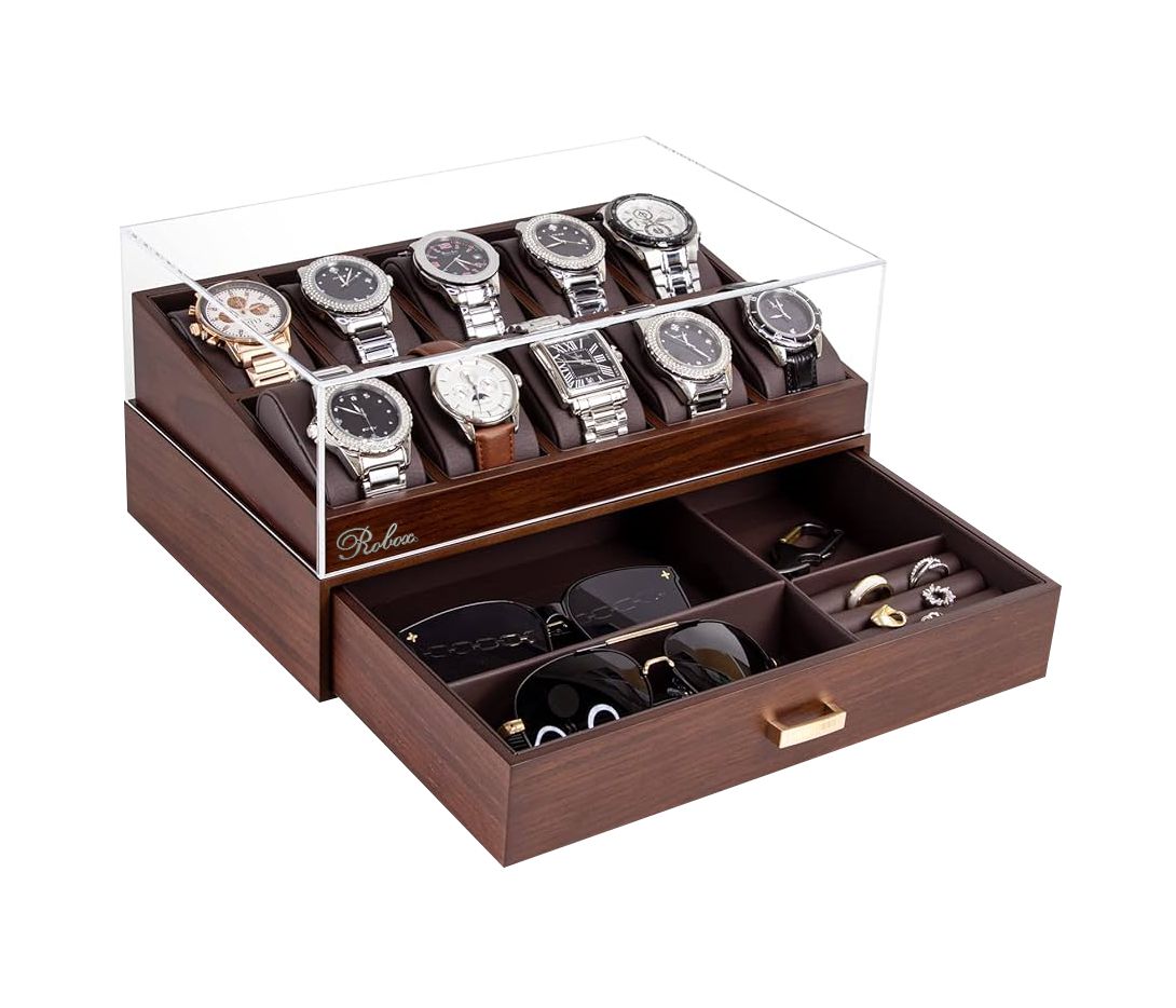 Hộp đựng đồng hồ và mắt kính Robox (10 đồng hồ + ngăn kính).